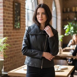 1969 Italian Cow Leather Moto Jacket In Dark Brown S/P